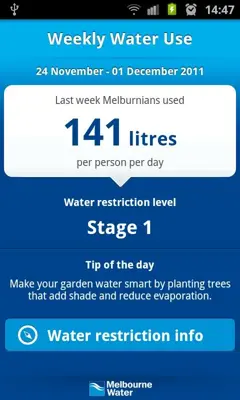 Melbourne Water android App screenshot 1